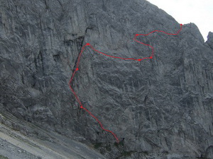Überblicksfoto mit eingezeichneter Route