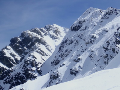 Blick auf den oberen Teil der Kettentalkogel NW Rinne
